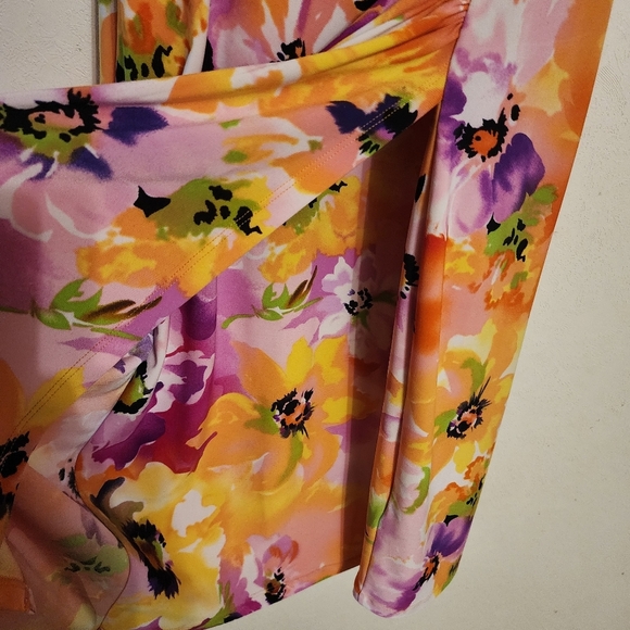 Lauren Ralph Lauren Floral Colorful Faux Wrap Sleeveless Dress Size 12 - Picture 3 of 9